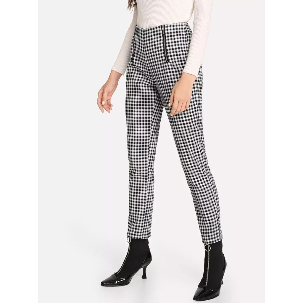 Quần dài lưng cao họa tiết caro thời trang cho nữ | BigBuy360 - bigbuy360.vn