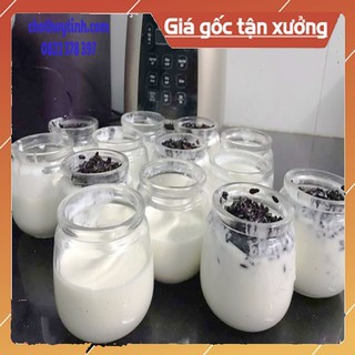 Hũ thủy tinh làm sữa chua 200ml nắp nhựa dáng béo