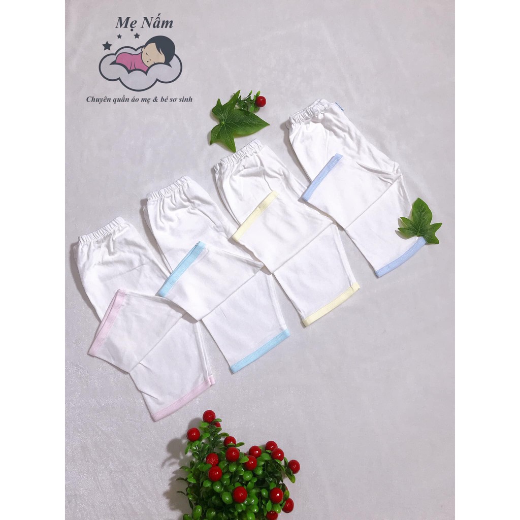 Quần áo trẻ em - Combo 5 quần dài sơ sinh cotton Trắng JOU ( hàng xưởng may Việt Nam)