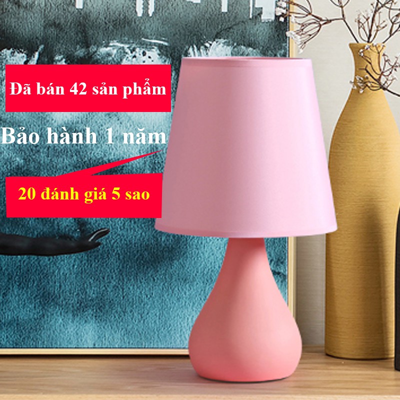 Đèn ngủ để bàn chân sứ chao vải,  nhỏ nhắn xinh xắn [ Bảo hành 1 năm ] ( màu tùy chọn màu hồng hoặc xanh)