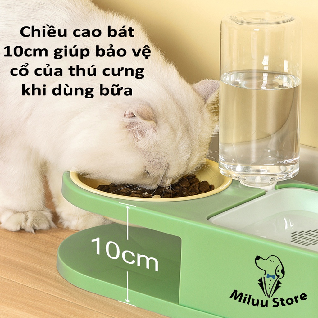 Bát Ăn Bình Cấp Nước Tự Động Cho Chó Mèo - Bát Ăn Gốm Sứ Kèm Bình Cấp Nước Tự Động Cho Chó Mèo Miluu Store (PKW022)