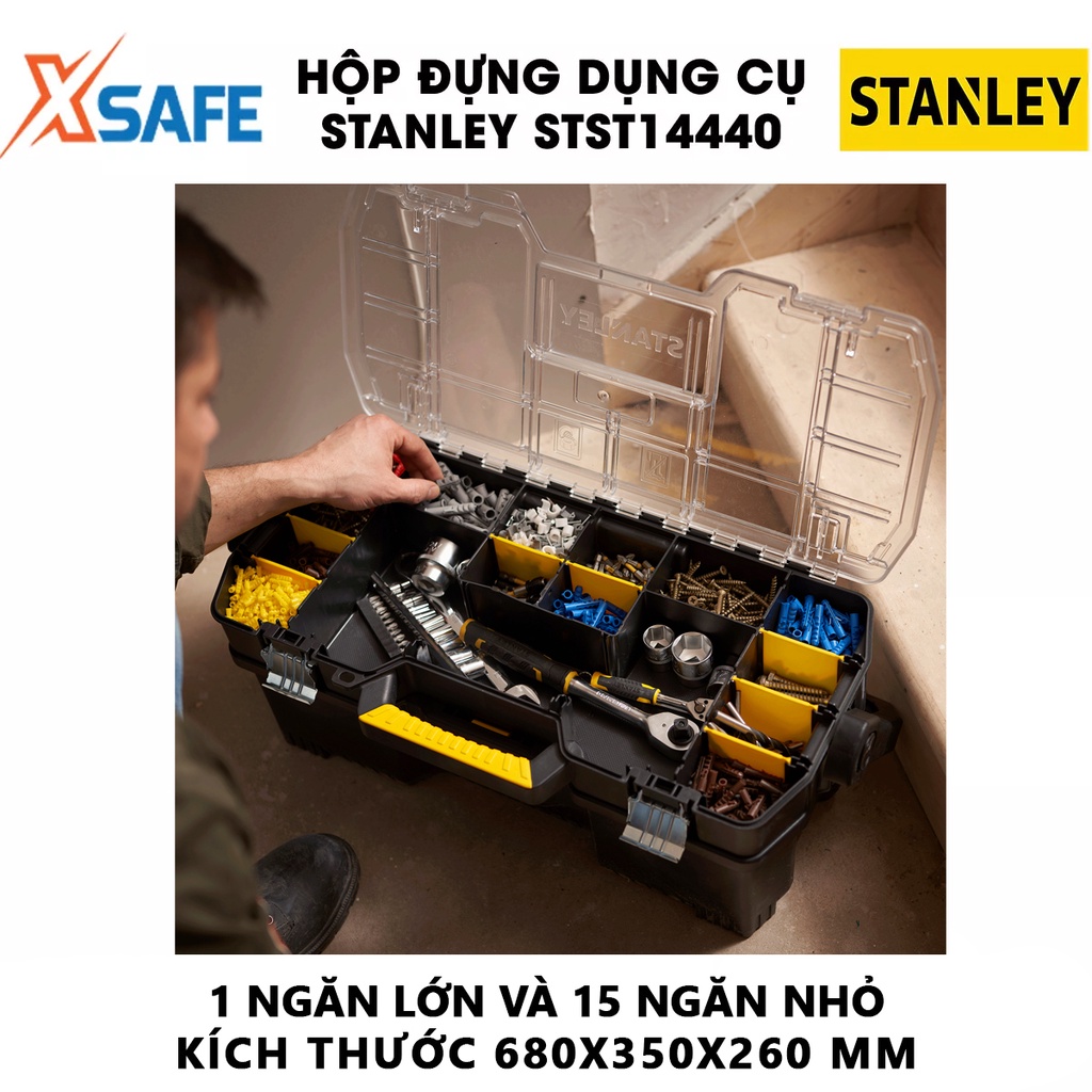 Hộp dụng cụ nhựa 24&quot; STANLEY 1-97-514 có khay đựng phụ kiện, kích thước 680x350x260 [chính hãng][xsafe]