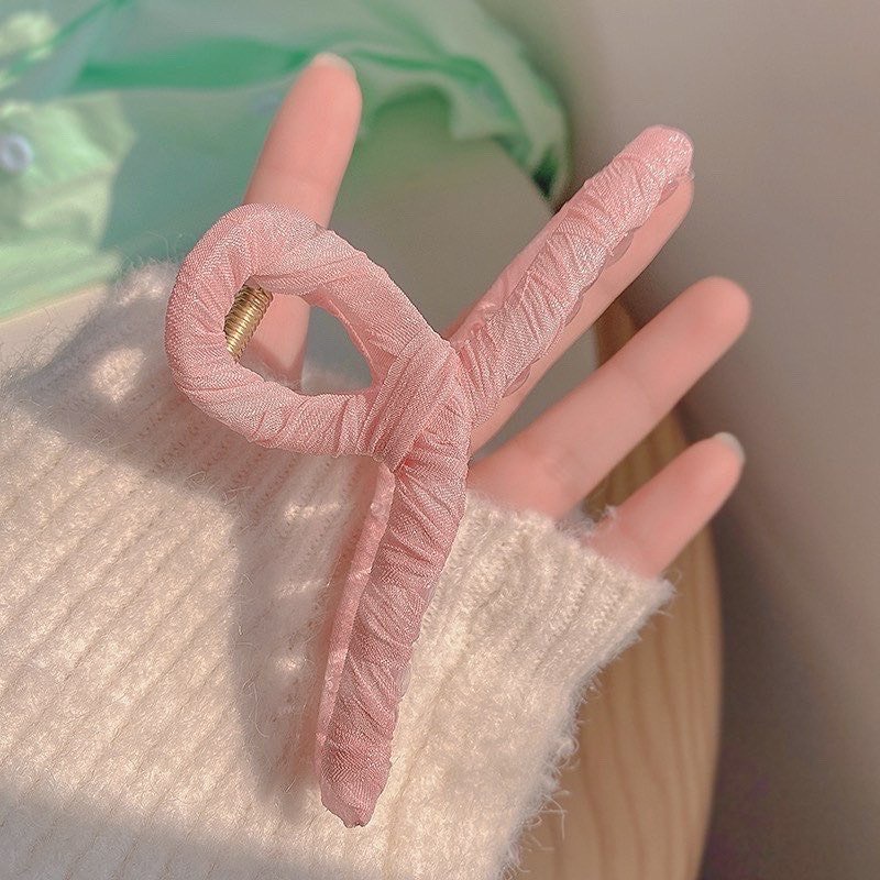 Kẹp tóc càng cua Vòng xoắn dây vải màu pastel nhẹ nhàng - dài 11cm Phong cách Hàn Quốc