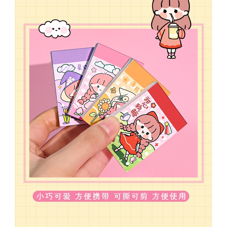 Mini Sticker Bộ 50 Miếng Dán Mini Họa Tiết Hoạt Hình Dễ Thương Trang Trí Nhật Ký / Sổ Tay /Hãy chú ý đến kích thước nhãn dán./
