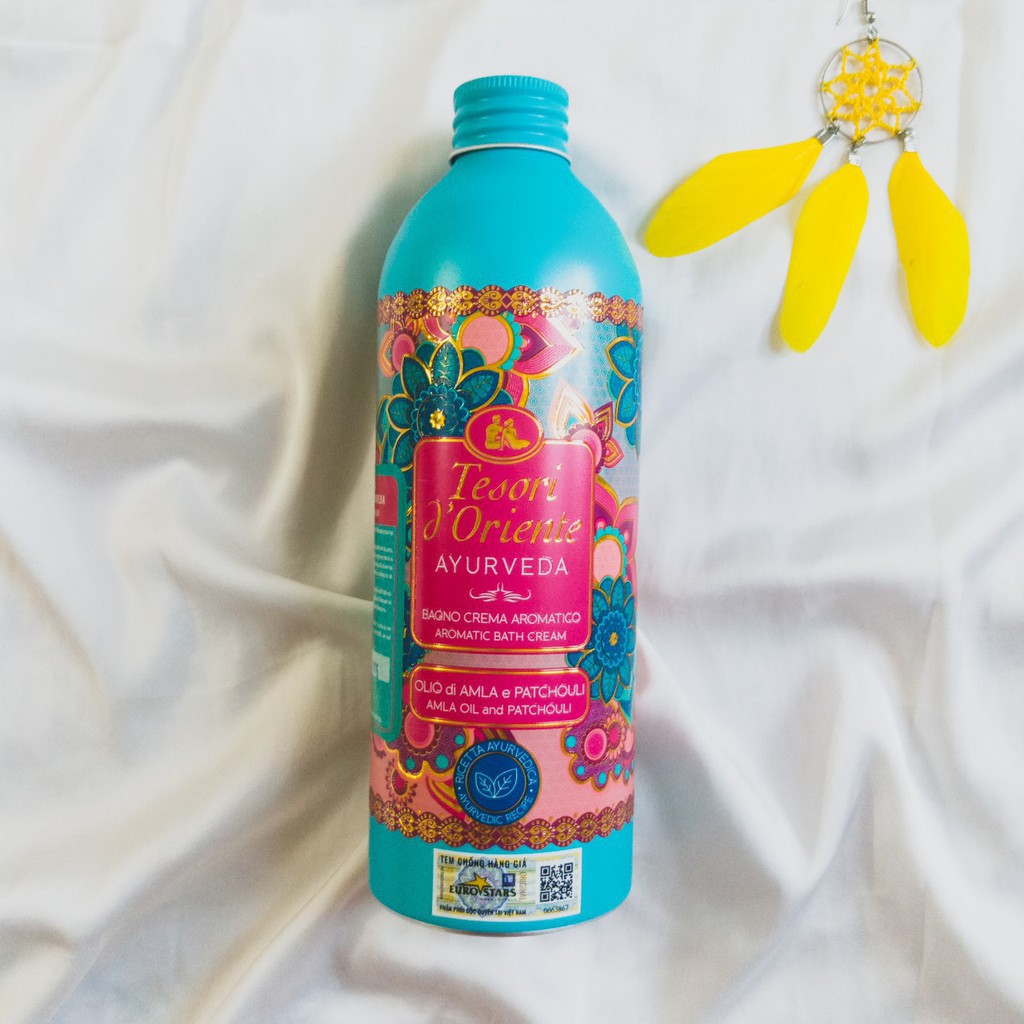 [ HÀNG CHÍNH HÃNG KÈM VÒI ] Sữa Tắm Nước Hoa Ý Tesori Hương Ayurverda Chai Màu Xanh Dương 500ml
