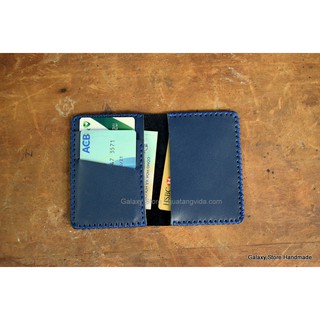 Ví Bóp Nhỏ handmade da thật Galaxy Store GVM02 (Xanh Navy)