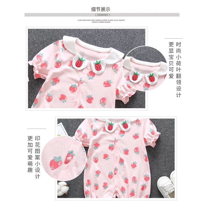 Body đùi body cộc hình dâu tây siêu yêu, cotton mềm mại cho bé