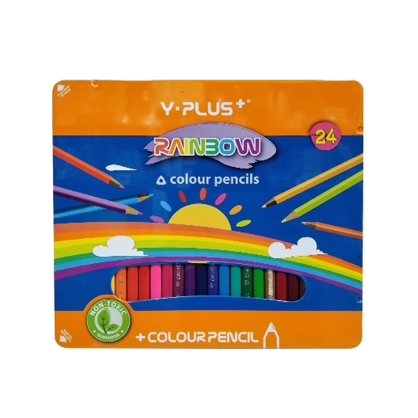 Bút Chì Màu Gỗ Rainbow 24 Màu - Hộp Thiếc - Y PLUS+ Z010-RB