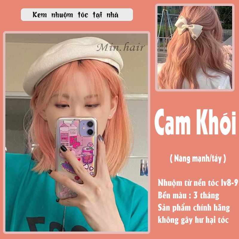 thuốc nhuộm tóc màu cam khói . tặng kèm oxi trợ dưỡng và bao tay