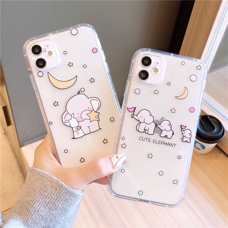 Ốp Điện Thoại Silicon Mềm Trong Suốt In Hình Chú Voi Dễ Thương Cho iPhone11 12pro smax