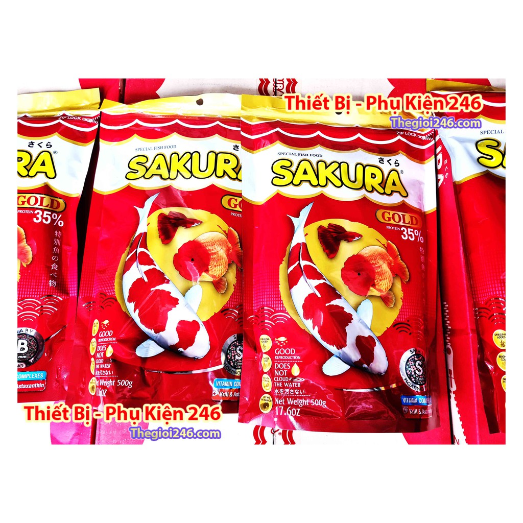 Thức Ăn Cá Sakura Gold 500g hạt nhỏ S