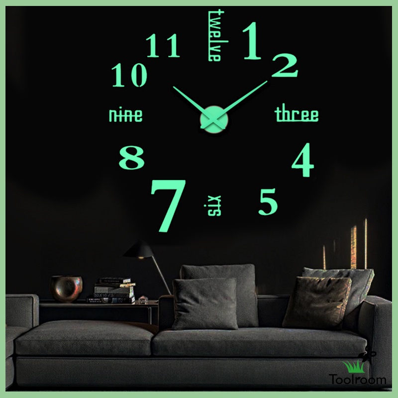 Đồng Hồ Dán Tường Dạ Quang 3d DIY Trang Trí Nhà Cửa