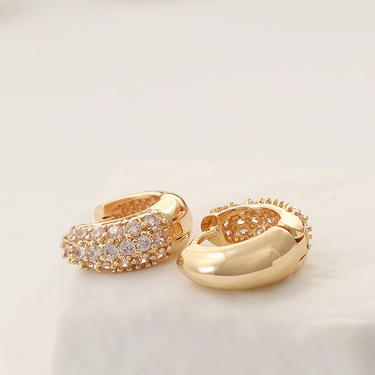 14K Gold-Coated Zircon Earring Ring Round Ear Buckle Fashion Ear Clip Ear Jewelry 013
