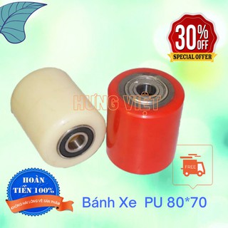 Bánh Xe 80x70mm, Bánh Nhỏ Xe Nâng Tay Chất Liệu PU/Nylon - Bao Gồm Bạc Đạn