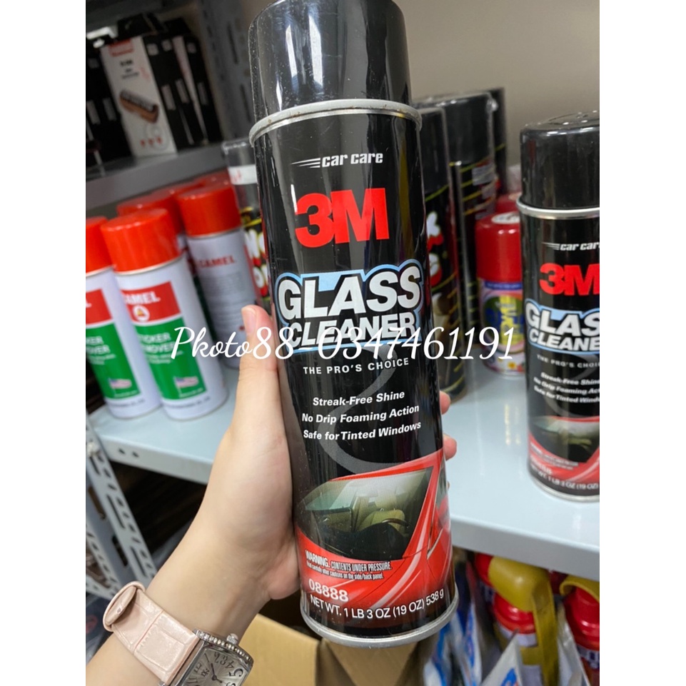 Chai xịt rửa kính xe, vệ sinh kính ô tô 3m- tẩy rửa vết bẩn,dầu mỡ kính xe, làm trong kính không đóng cặn 538g
