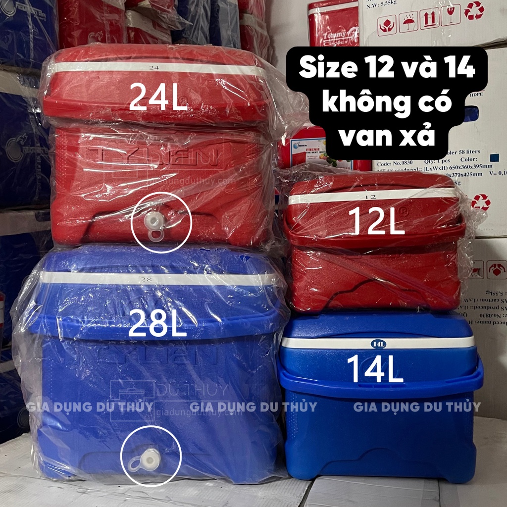 Thùng đựng đá vuông có quai xách Happycooler, giữ lạnh tốt đến 36h, thể tích 12l nhựa chính phẩm, cứng cáp, bền đẹp