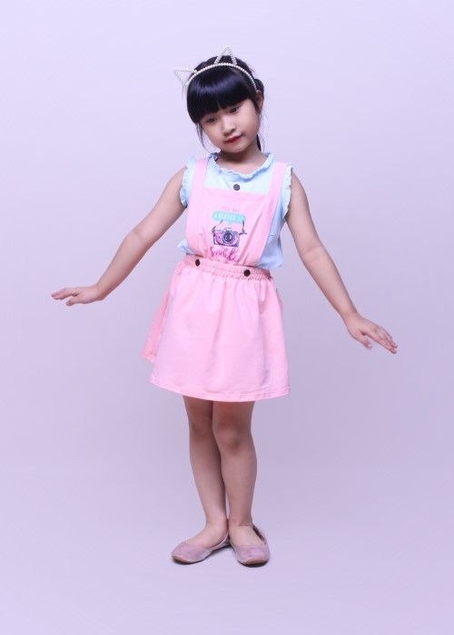 Chân váy yếm thun thời trang Jadiny cho bé bé gái màu hồng