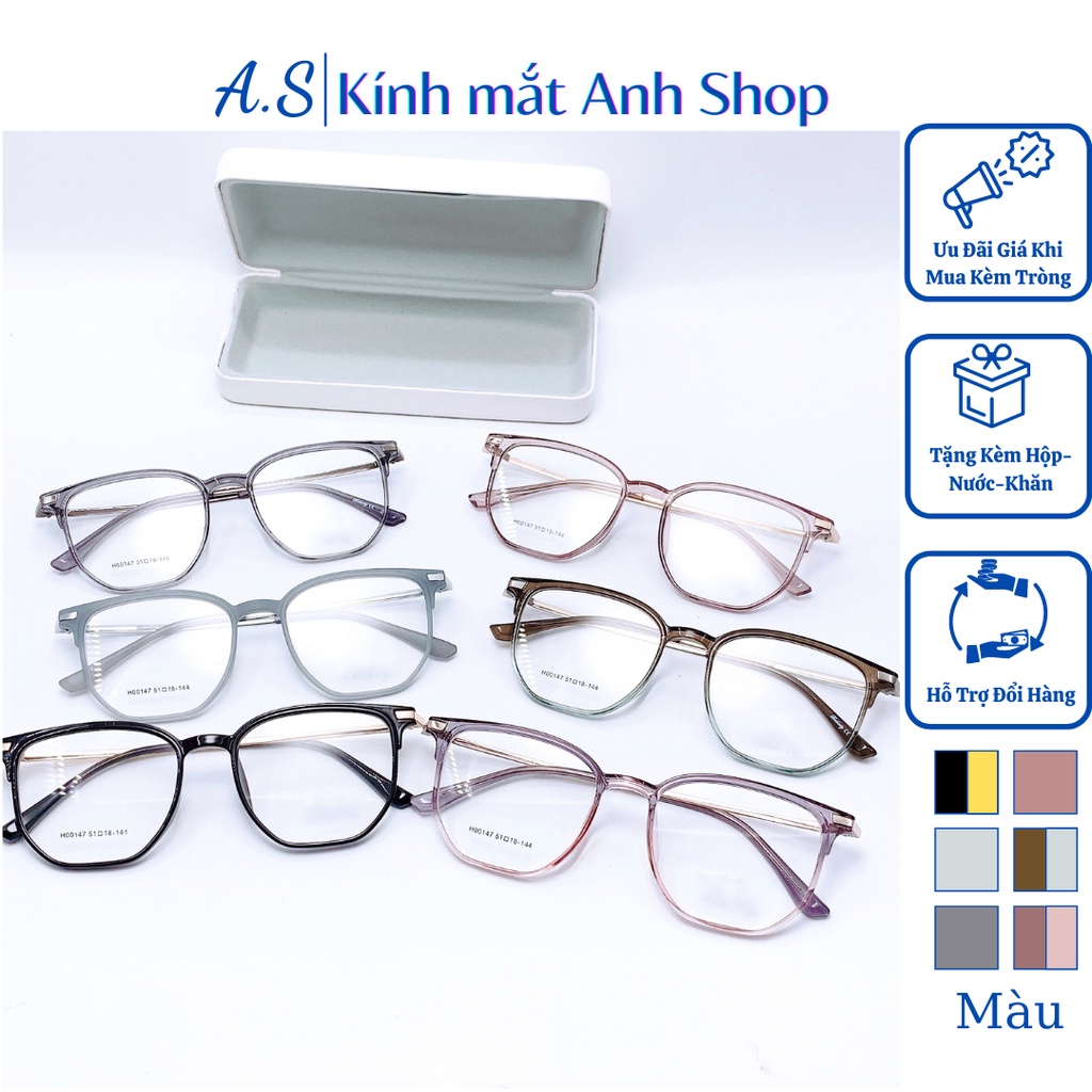 Gọng kính giả cận thời trang chất liệu kim loại lục giác 00147 nhận cắt cận viễn loạn giá ưu đãi