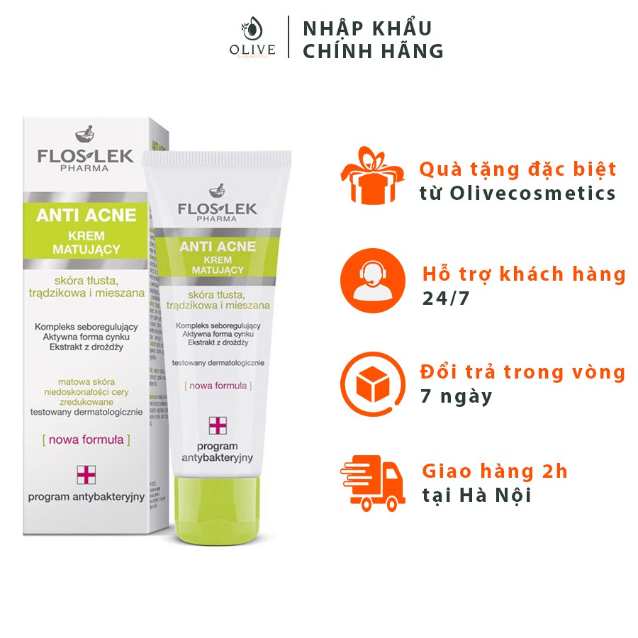 Kem kiểm soát dầu và điều tiết nhờn FlosLek Mattifying Cream 50ml