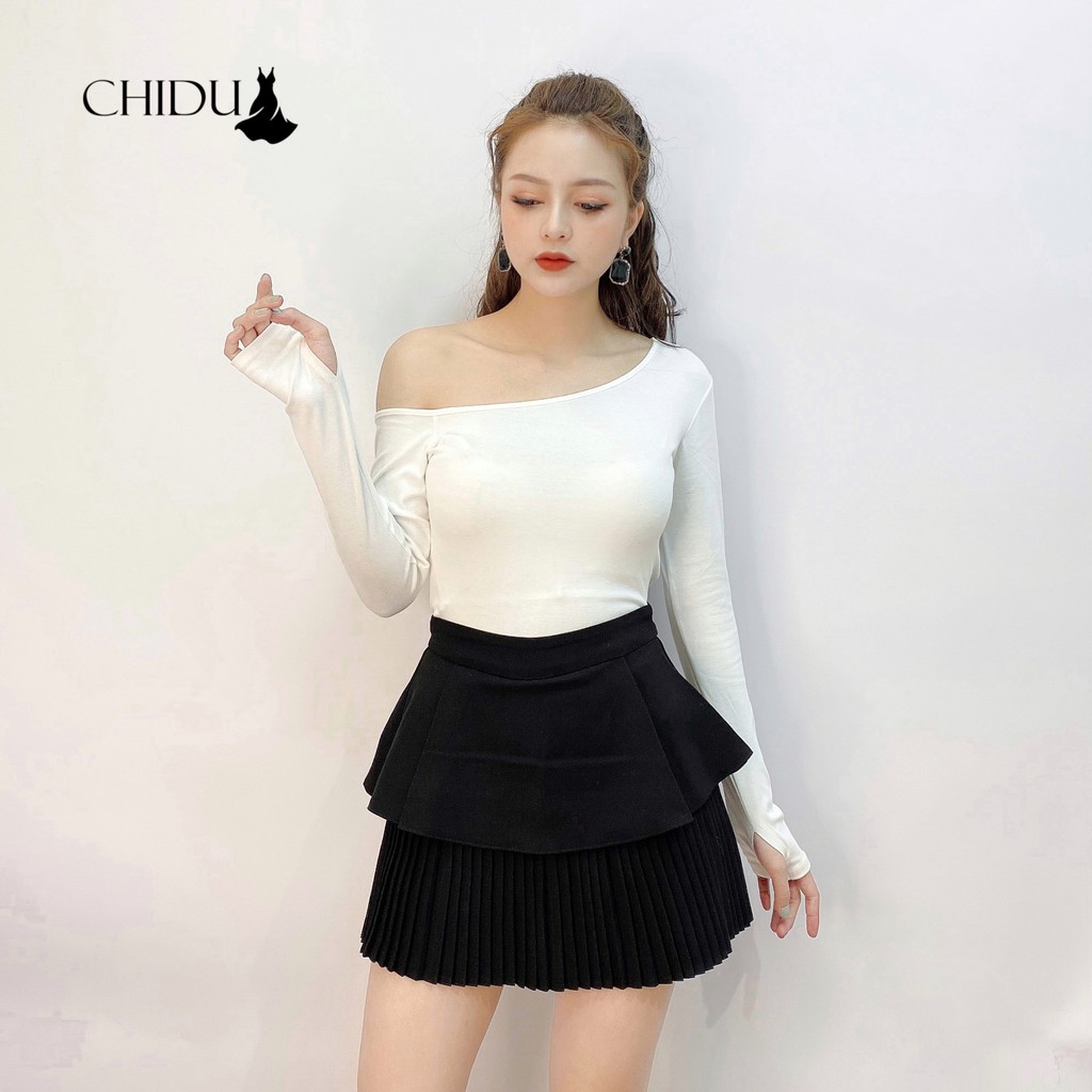 CHIDU Chân váy công sở xếp ly, chân váy ngắn xếp ly hai tầng SP318 | BigBuy360 - bigbuy360.vn