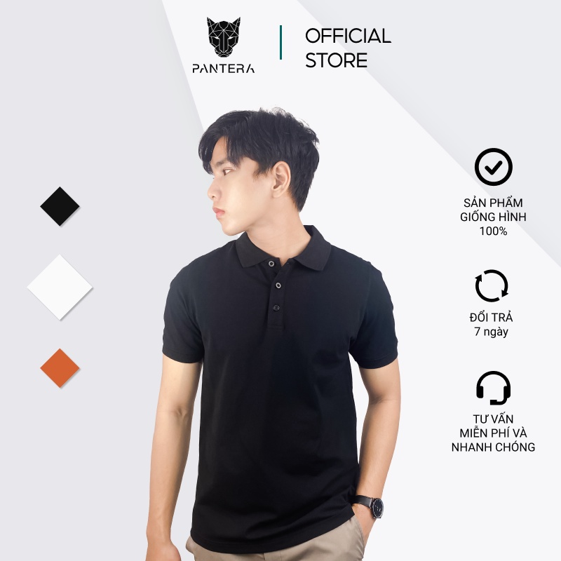 Áo polo nam tay ngắn PANTERA cotton co giãn thoáng mát Gam màu tối