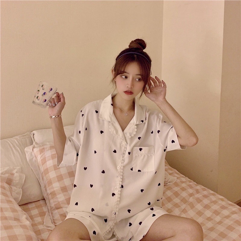 Bộ Đồ Ngủ Pijama Nữ  Dài Tay Form Rộng Gấu Dâu Xinh Xắn