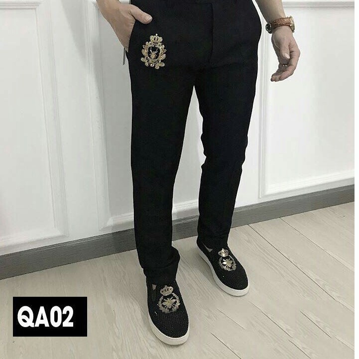 Quần âu nam đen thêu họa tiết con ong, vải không nhăn, không xù | BigBuy360 - bigbuy360.vn