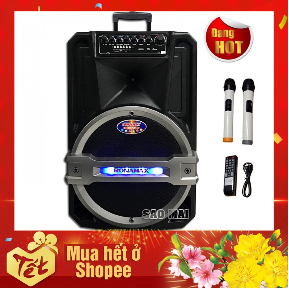 Loa kéo di động,Loa karaoke bluetooth Ronamax T12 bass 30CM - 300W