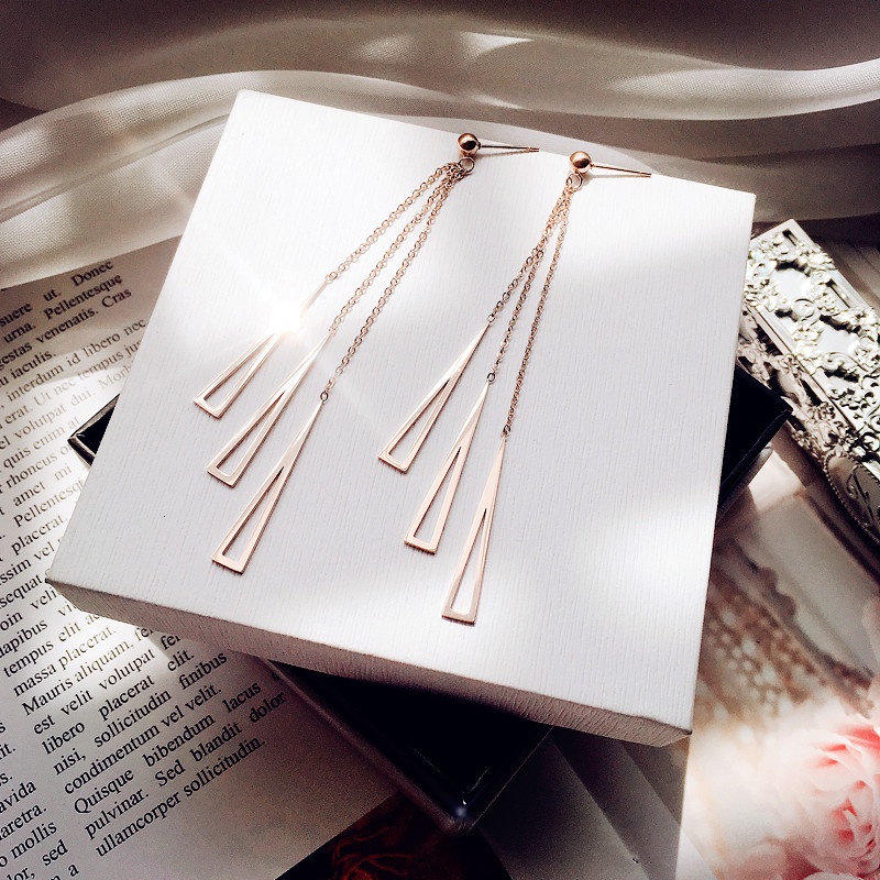 Bông tai titan 3 thanh rỗng E1-110A - CAM KẾT KHÔNG GỈ, KHÔNG BAY MÀU - BẢO HÀNH 12 THÁNG