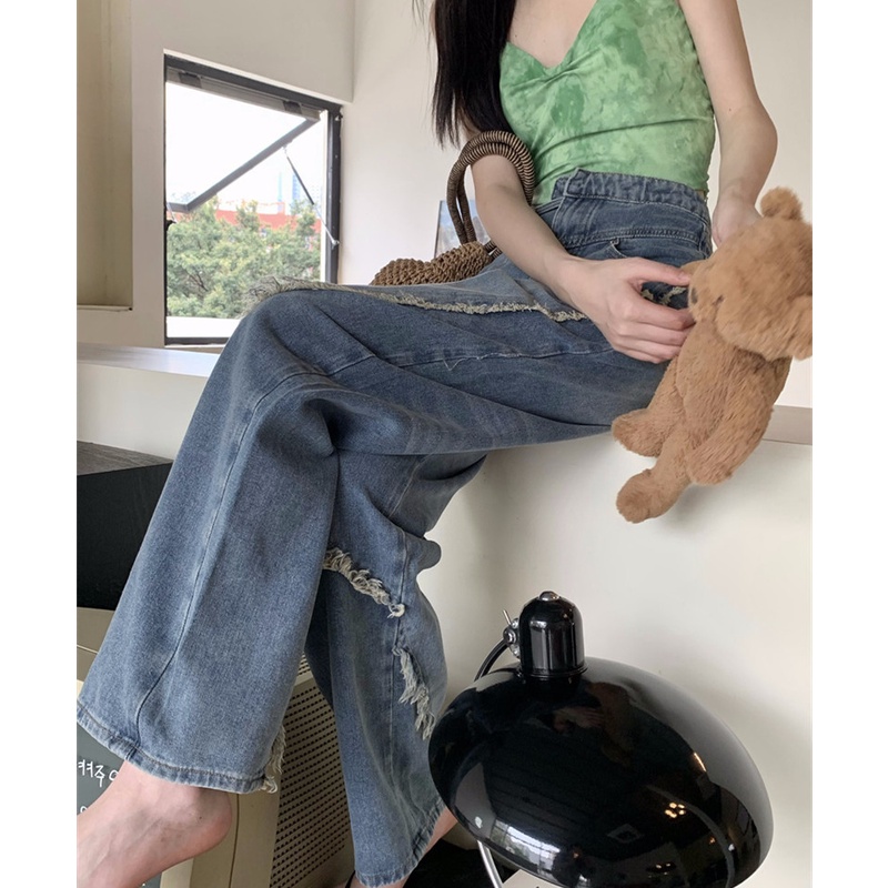 Quần Jean Nữ Lưng Cao Ống Rộng Thời Trang Mùa Hè