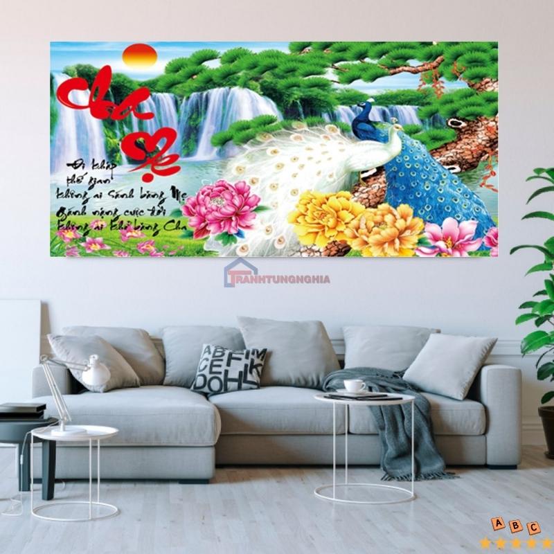 Tranh đính đá ABC cha mẹ 75cm x 50cm