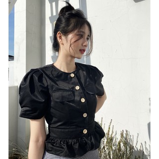 Áo bèo cài nút - đen [A009 - Senbe Clothing]
