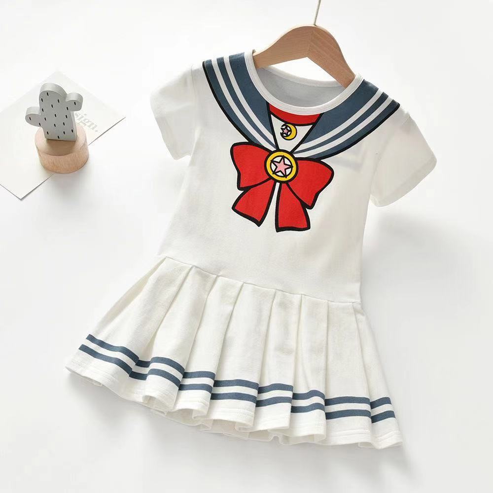 Váy Xếp Ly Màu Xanh Navy Dễ Thương Tươi Mới Cho Bé Gái