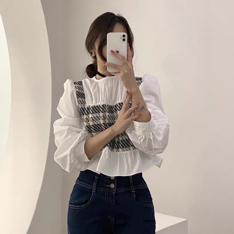 Áo dạ Pha tay trắng bèo xinh