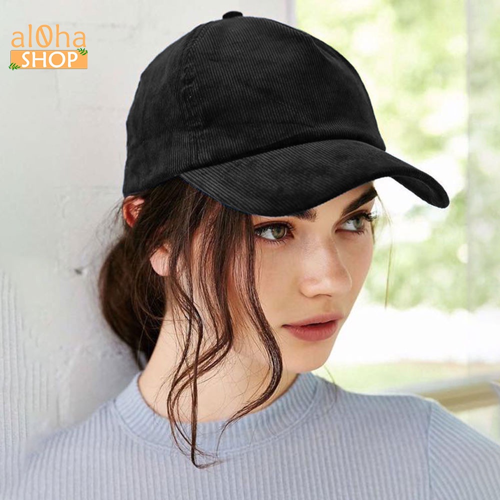 Mũ lưỡi trai - nón Ulzzang vải nhung tăm trơn unisex nam nữ chống nắng - al0ha Shop