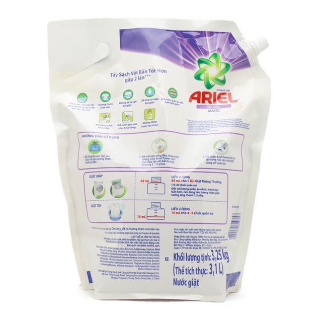 CHÍNH HÃNG_ Nước Giặt Ariel Power Gel Giữ màu 3,25kg