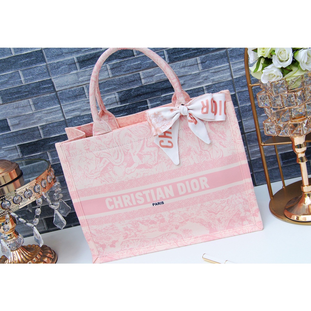 [Freeship] Túi Xách Nữ Book Tote Hồng Họa Tiết Thổ Cẩm