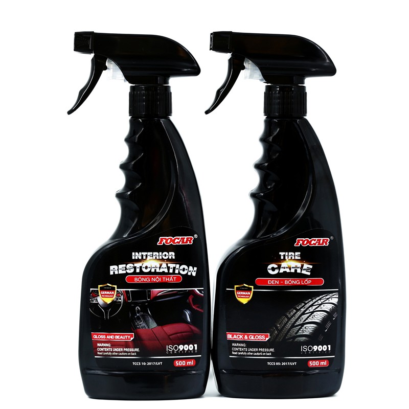 COMBO5 Focar Dung dịch dưỡng bóng nội thất 0,5L + Dưỡng bóng đen lốp Tire Care 0,5L