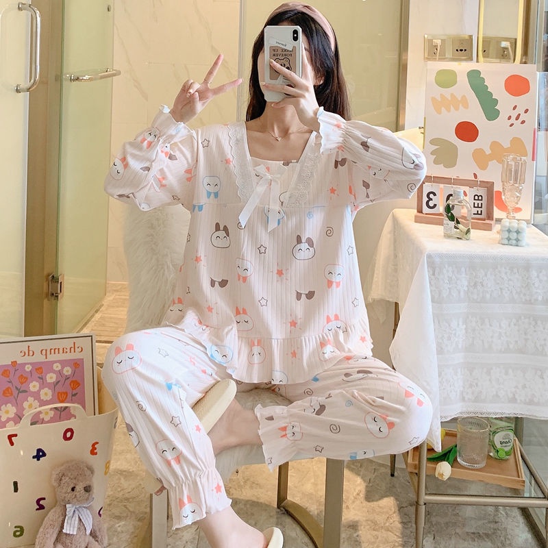 Đồ ngủ dáng rộng phong cách công chúa thời trang xuân thu đông ngọt ngào cho nữ