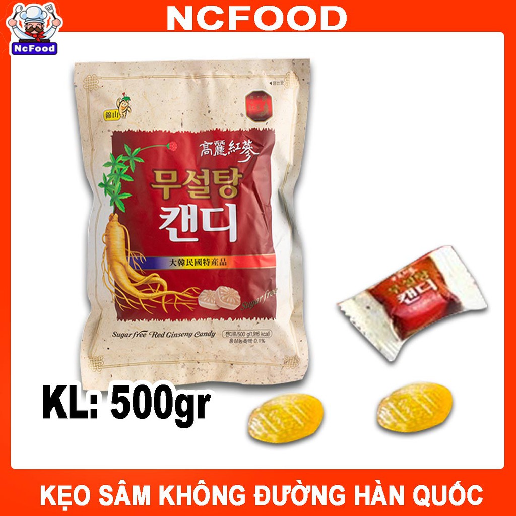 [Mã 66FMCGSALE hoàn 8% đơn 500K] KẸO SÂM KHÔNG ĐƯỜNG HÀN QUỐC 500g NCFOOD