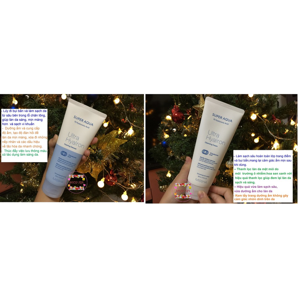 [GIÁ RẺ] COMBO SỮA RỬA MẶT + KEM TẨY TRANG MISSHA SUPER AQUA ULTRA HYALRON FOAMING CLEANSER 200ml và CREAM 200ml