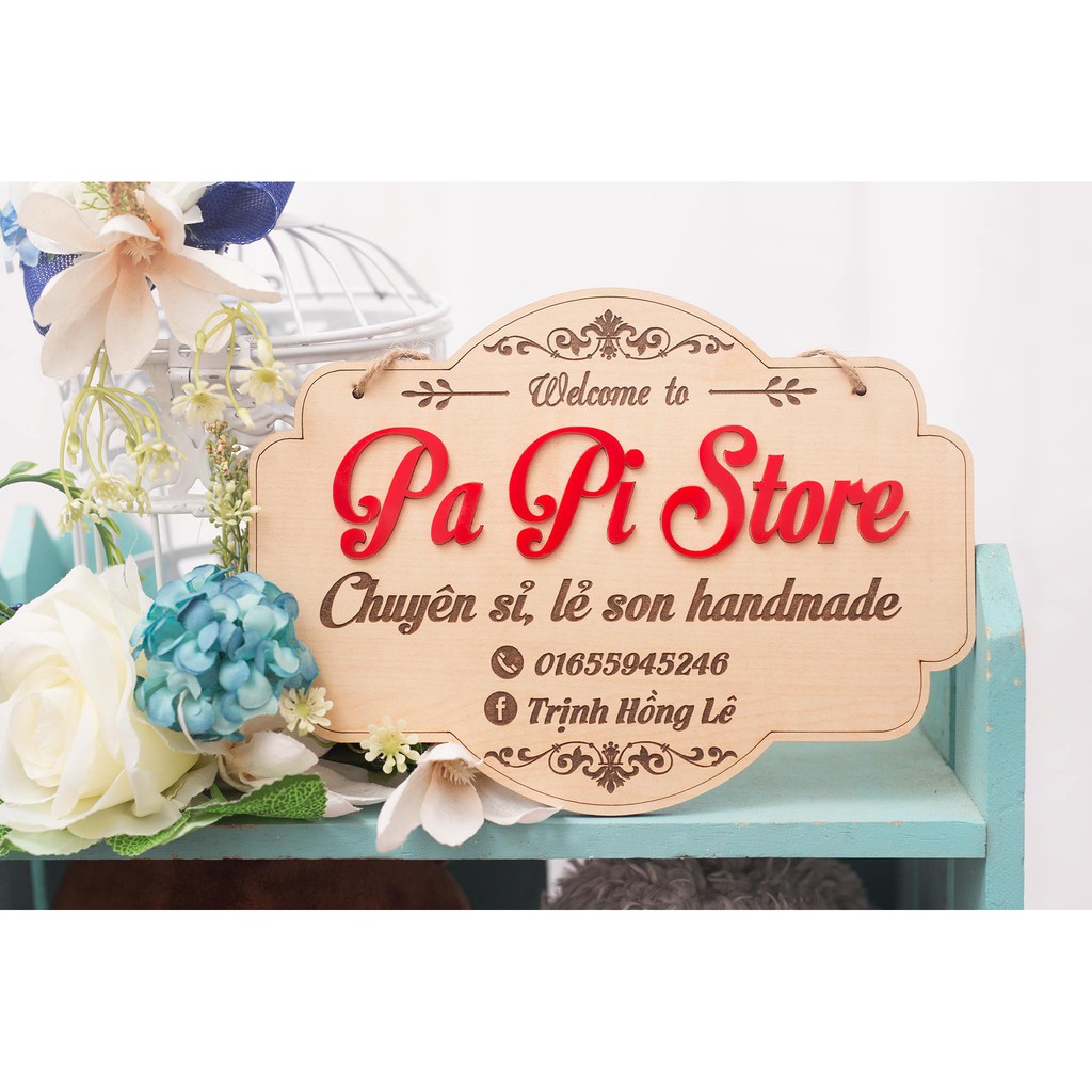 Bảng Gỗ Chụp Ảnh Sản Phẩm - Treo Shop - [Miễn Phí Thiết Kế Mẫu] - Mica Việt - Gỗ Nhập Khẩu, Dày 5mm - In theo yêu cầu.