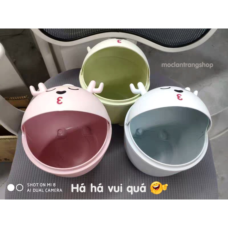 Thùng rác nhỏ cute để bàn trang điểm nắp lật tặng 30 túi đựng rác. Thùng rác mini để bàn làm việc, phòng ngủ nhà vệ sinh