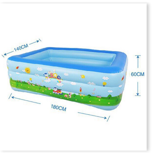 Bể bơi phao cho bé loại nào tốt,Bể bơi phao trong nhà, hình chữ nhật kích thước 180cm TẶNG KÈM BƠM CHÂN 🚀GIAO HÀNG HỎA