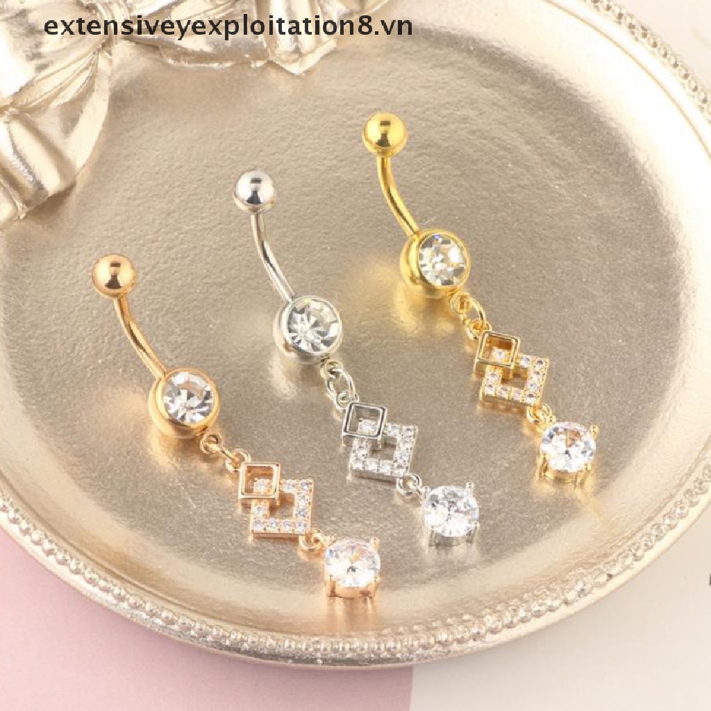 Khuyên Rốn Dạng Thanh Tạ Hình Hoa Đính Pha Lê