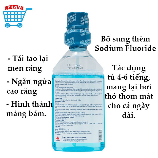 Nước súc miệng sát khuẩn Laforin 250ml, nước súc miệng trị hôi miệng - Azeva