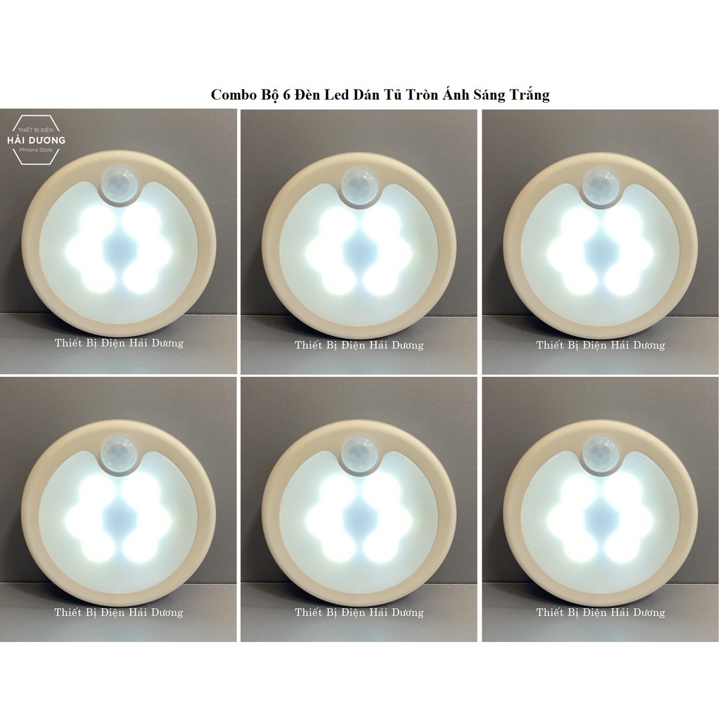 Combo Bộ 6 Đèn Led Dán Tủ Thông Minh Tự Động Chiếu Sáng Vuông(G8) /Tròn(G9) -Cảm Ứng Chuyển Động