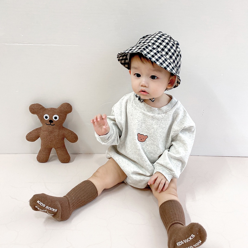 Áo Liền Quần Tay Dài In Hình Gấu Dễ Thương Dành Cho Bé Sơ Sinh