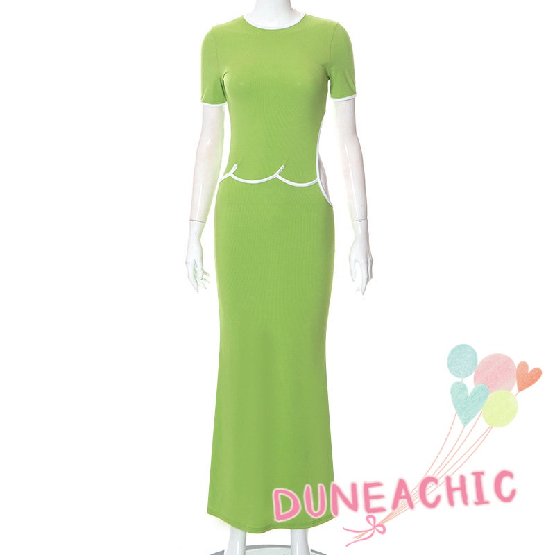 Đầm DUNEA tay ngắn cổ tròn dáng ôm thiết kế đơn giản thời trang dành cho nữ