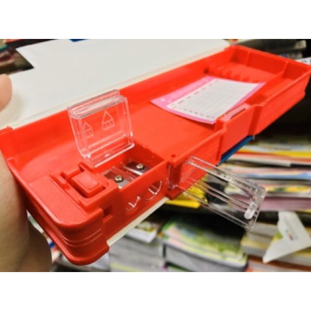 Hộp đựng bút nhựa 2 mặt có nam châm nhiều màu sắc - HV Store 326